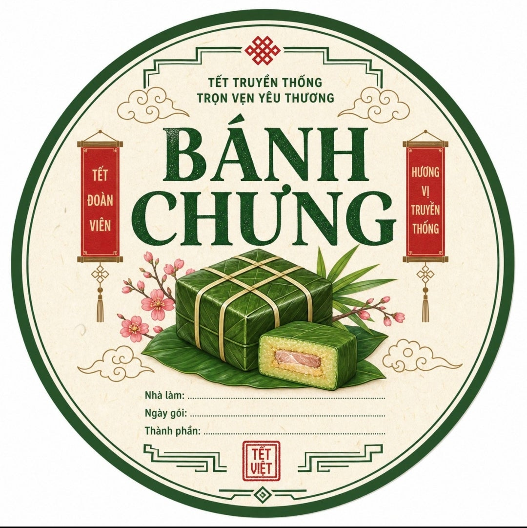 Vietnamese Bánh Chưng Rice Cake Art Print | Traditional Tết Label Designs | 3 Variations Included