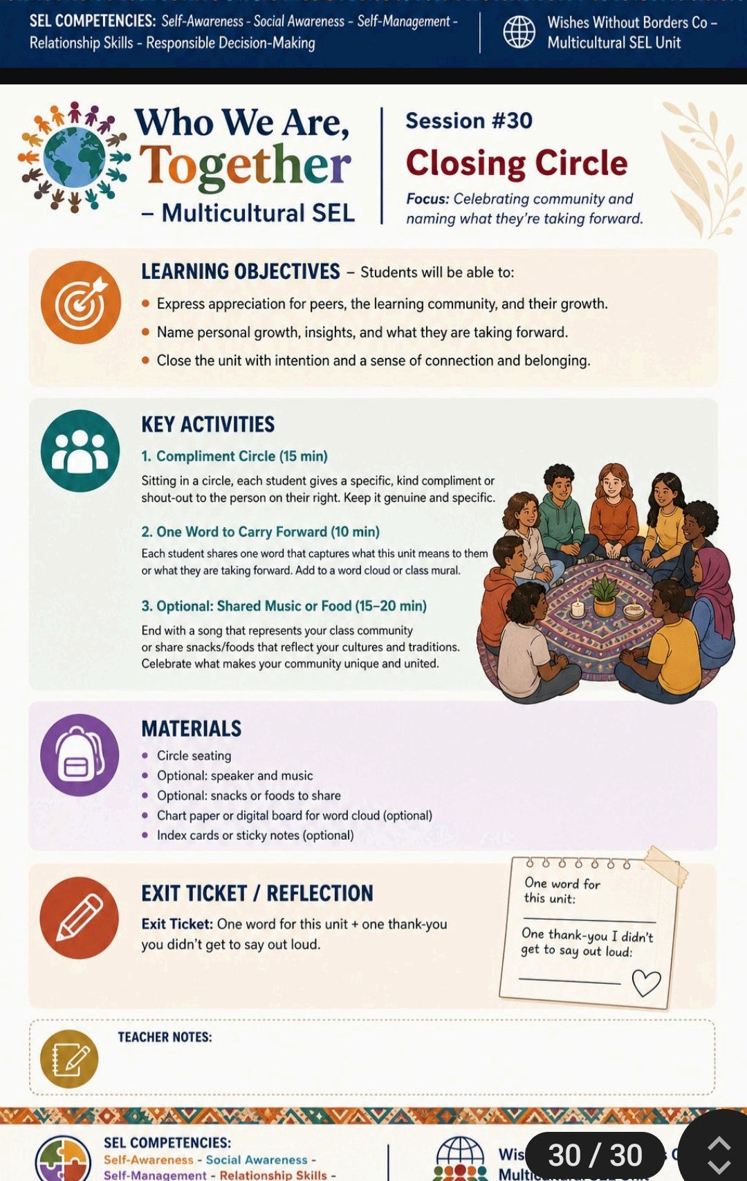SEL 6 Weeks Curriculum, titled "Who We Are, Together," is a multicultural Social-Emotional Learning (SEL) unit designed for high school students in grades 9-12.