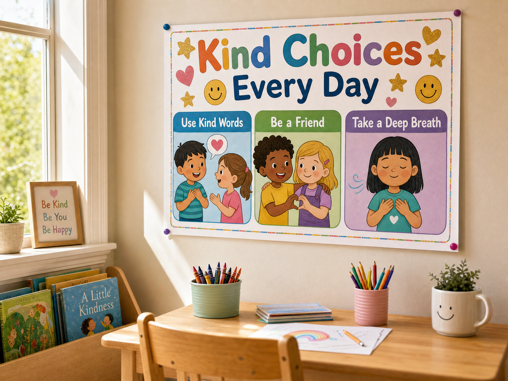 Kind Words Poster | Anti-Bullying Classroom Decor | SEL Wall Art | What To Say Instead of Mean Words | Social Skills Print | Digital Download