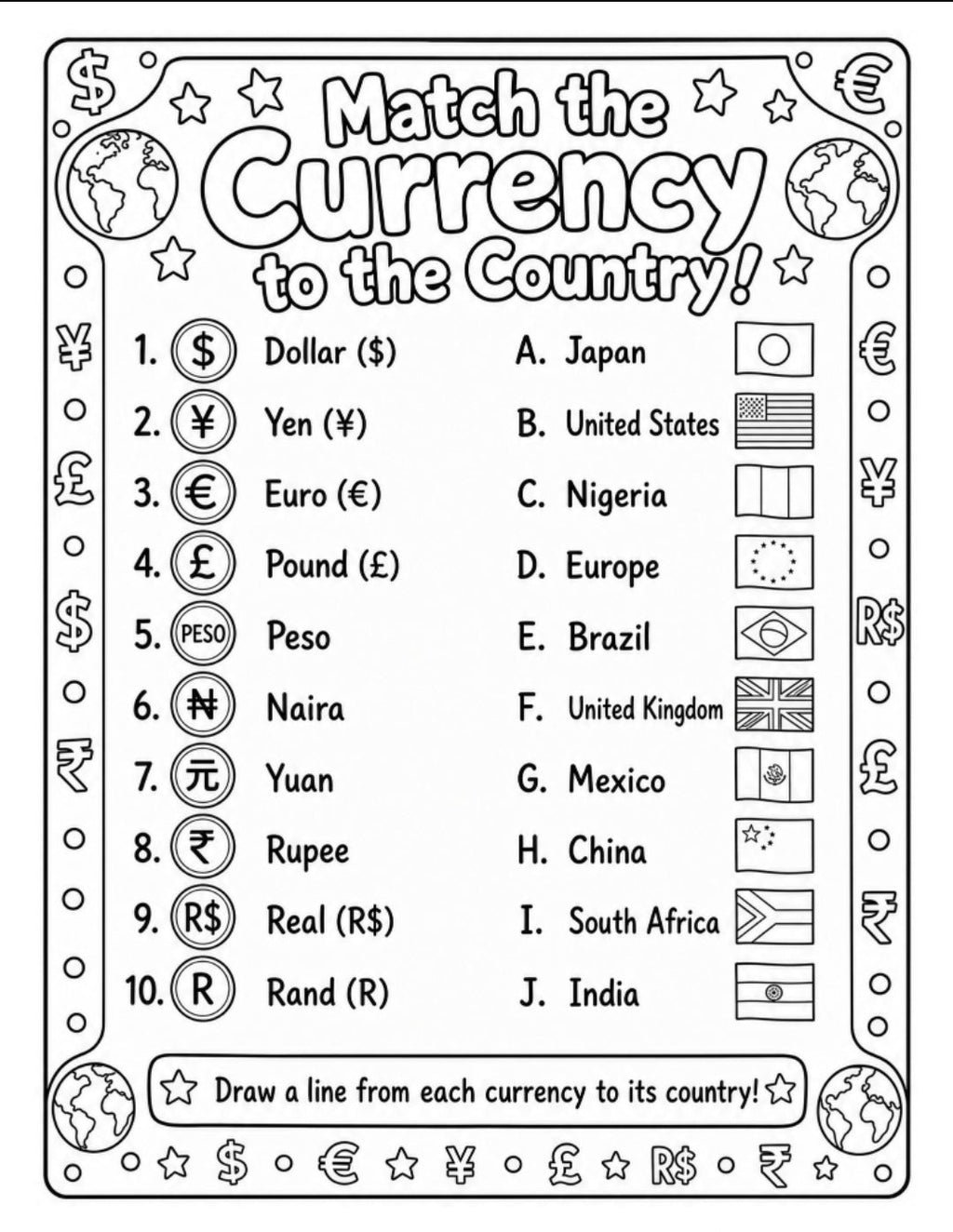 World Currency Coloring & Learning Book for Kids | Money Math, Geography & Fun Facts | Printable Educational Activity | Instant Download