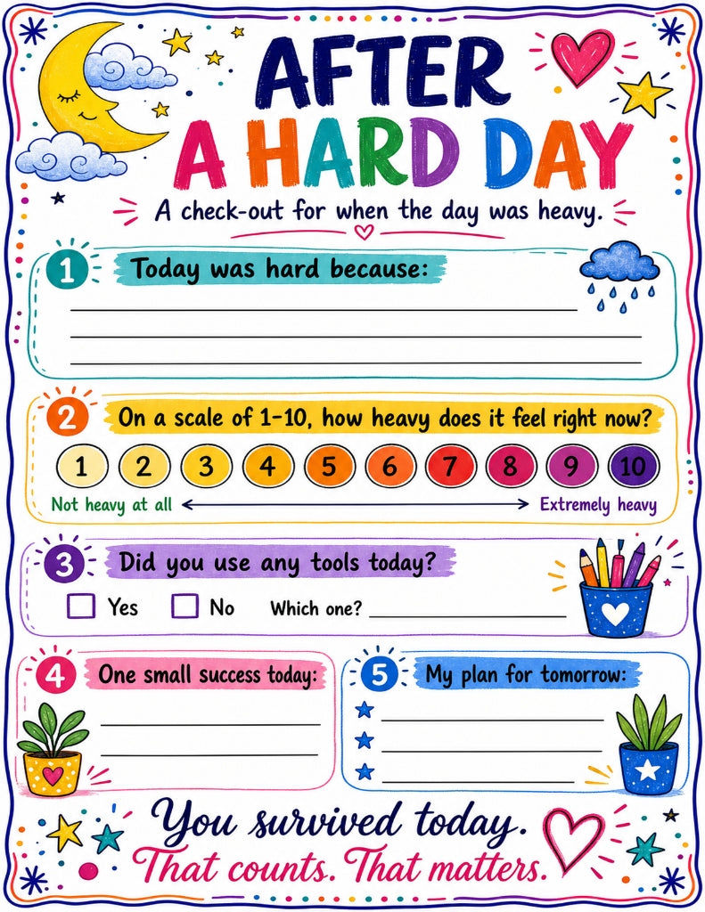 After a Hard Day Check‑Out — SEL Reflection Printable (Seasonal Set)