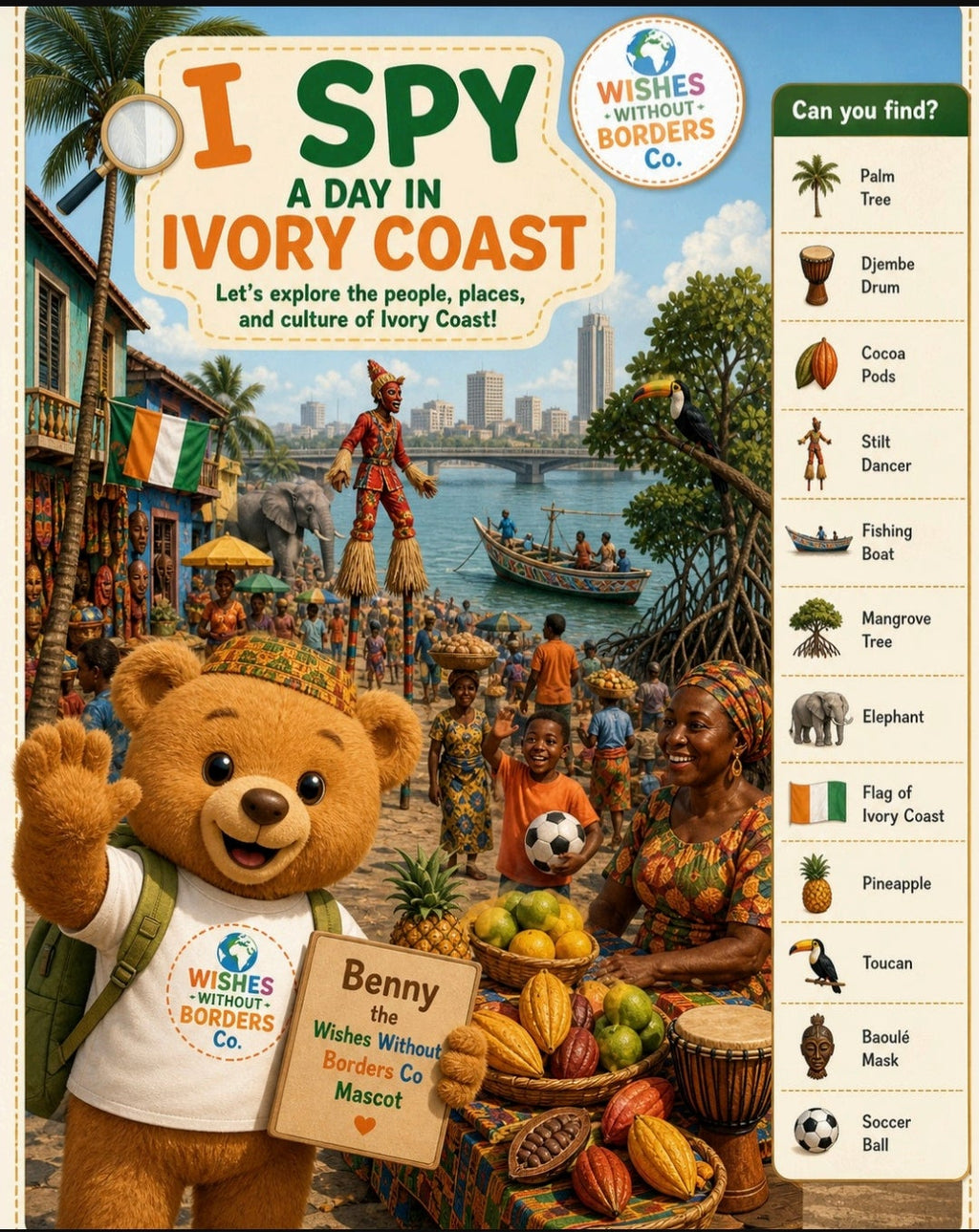 I Spy With Benny the Bear: 27 Countries Around the World | Multicultural Search & Find Activity Book | Printable Digital Download for Kids