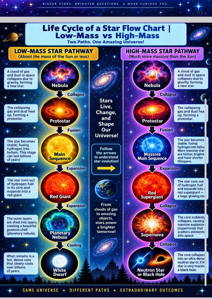 Life Cycle of a Star Poster & Activity Bundle – Low-Mass vs. High-Mass Star Evolution Set