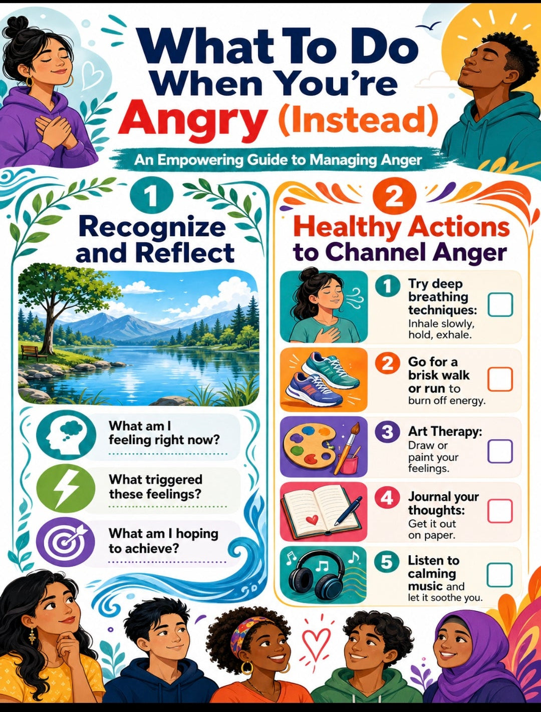 What To Do When You're Angry Poster | SEL Classroom Decor | Anger Management Wall Art | Coping Skills Print | Middle School | Digital Download