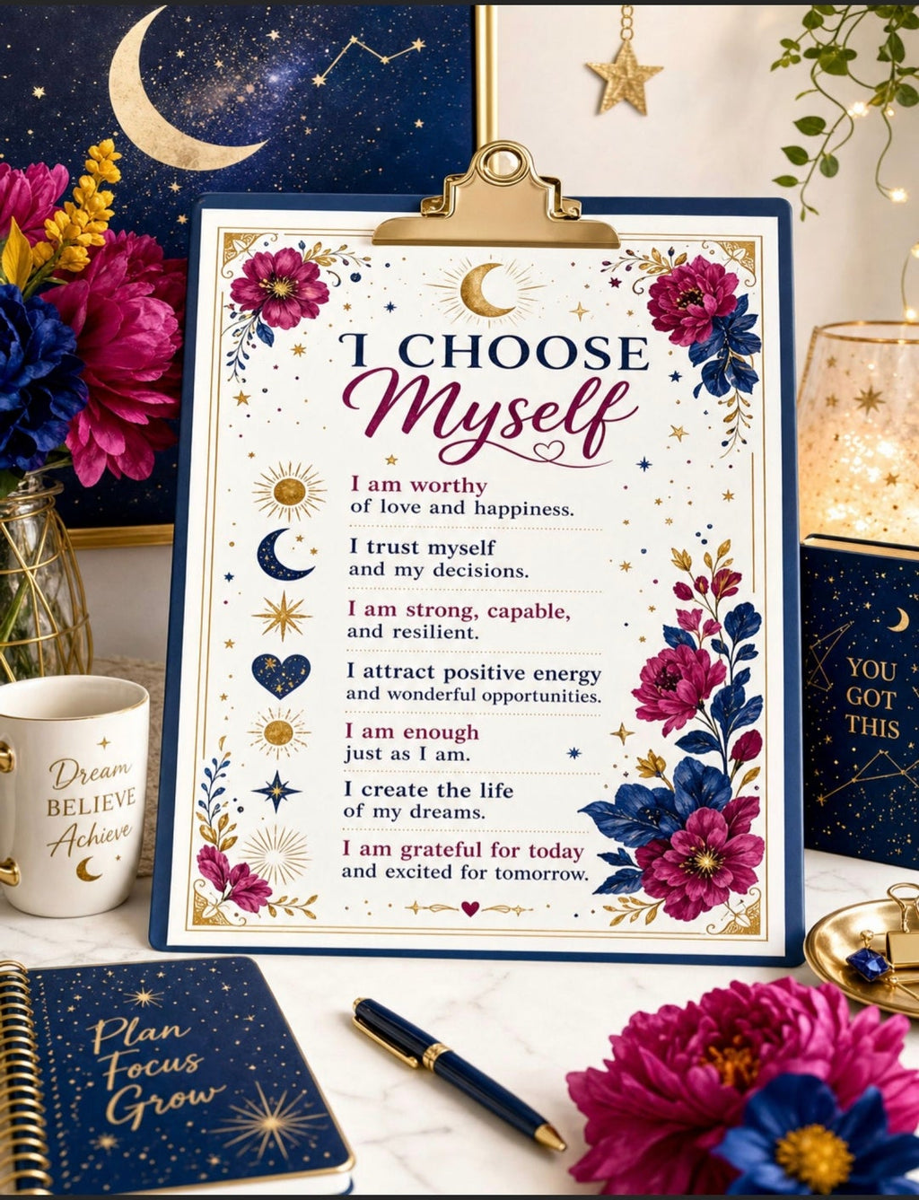 Vibrant Affirmation Printable Poster for Confidence & Positivity
