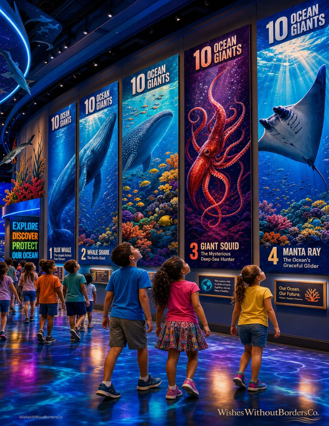 10 Ocean Animals That Glow | Bioluminescence Wonders | Educational Poster Set