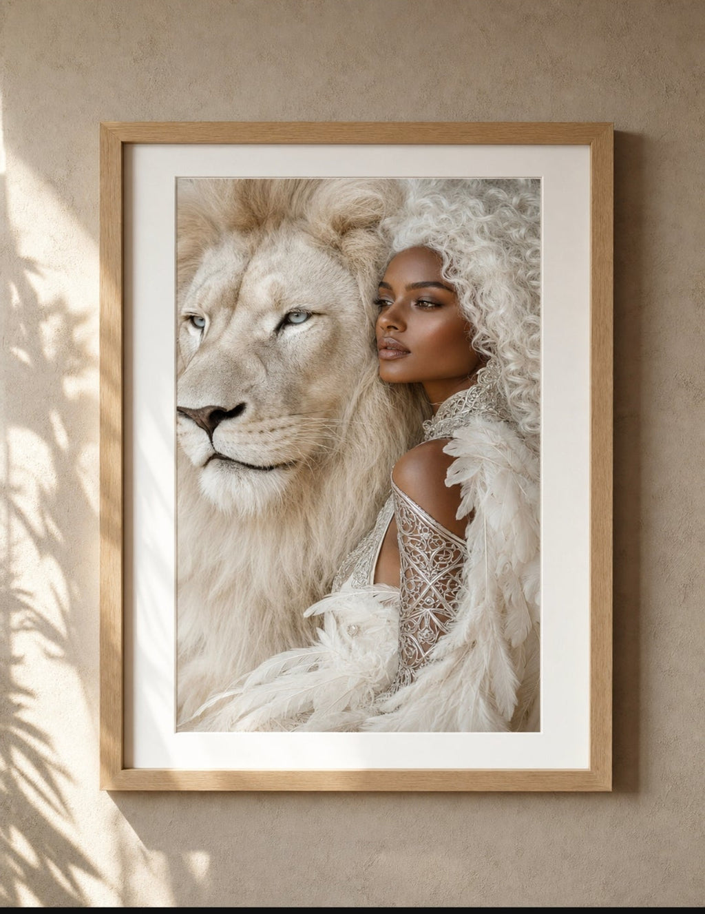White Lion Guardian – Regal Fantasy Wall Art (Digital Download)