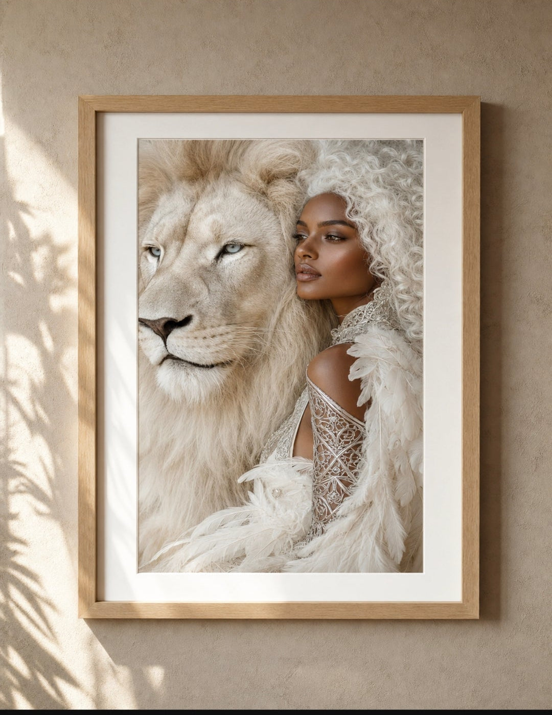 White Lion Guardian – Regal Fantasy Wall Art (Digital Download)