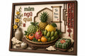 Vietnamese Tết 3D Market Scene | Mâm Ngũ Quả Festival Art | 3 Style Variations Included