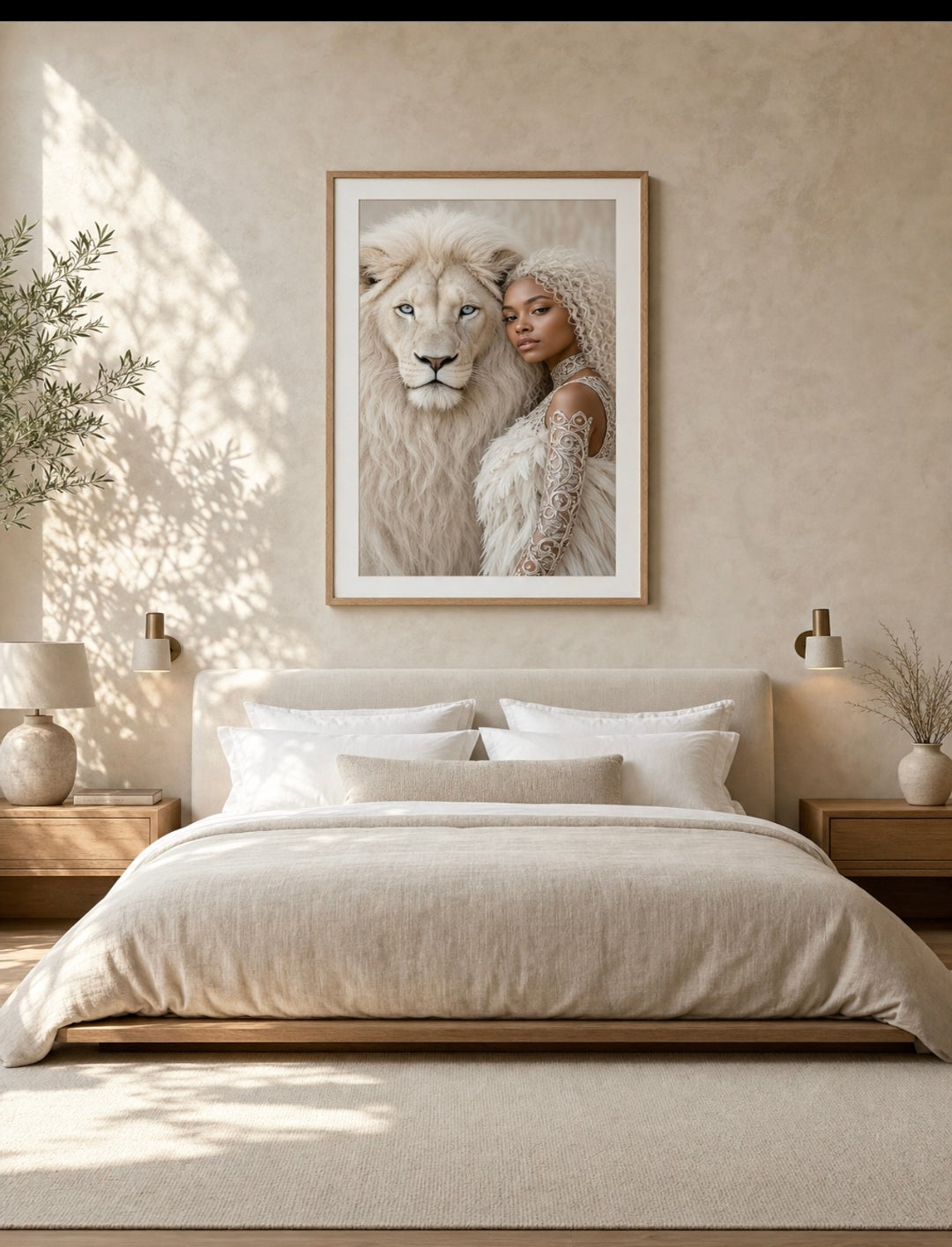 White Lion Guardian – Regal Fantasy Wall Art (Digital Download)