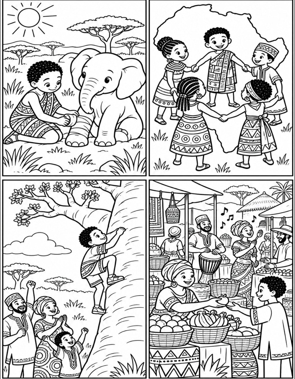 Make Your Own Mini Coloring Book — Africa | 20 Pages | Cut, Color & Assemble | SEL | Scissor Skills