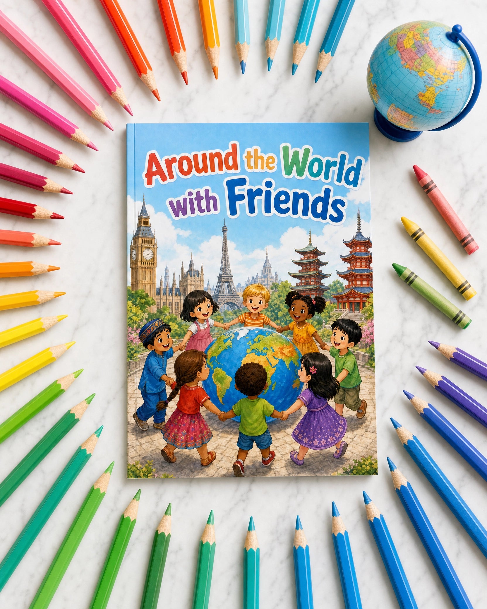 Around the World with Friends Coloring Book | 15 Global Culture Coloring Pages | Multicultural Kids Printable PDF | Geography & Traditional Outfits