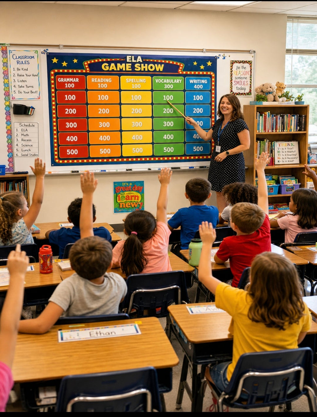 ELA Challenge Board – Printable Classroom Review Game PNG