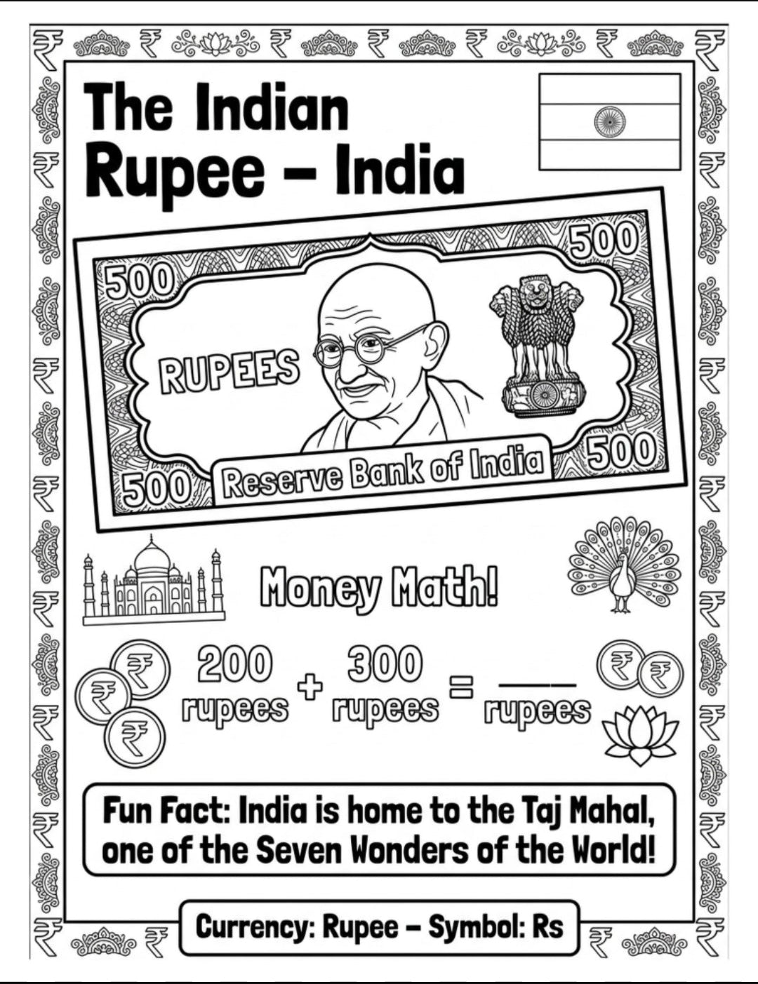 World Currency Coloring & Learning Book for Kids | Money Math, Geography & Fun Facts | Printable Educational Activity | Instant Download
