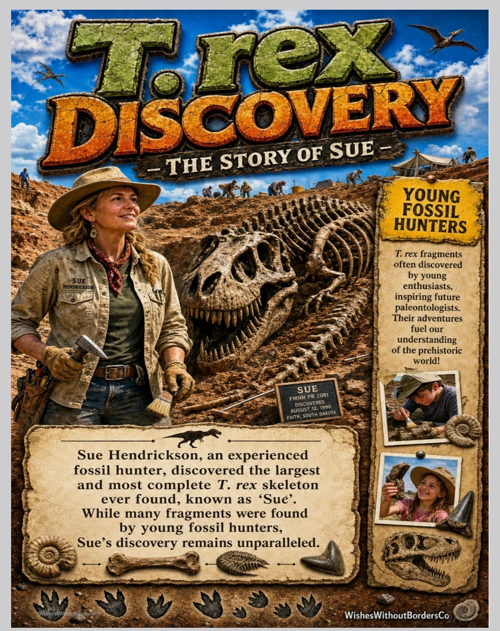 10 Dinosaurs Discovered by Kids — Premium Classroom Poster Set