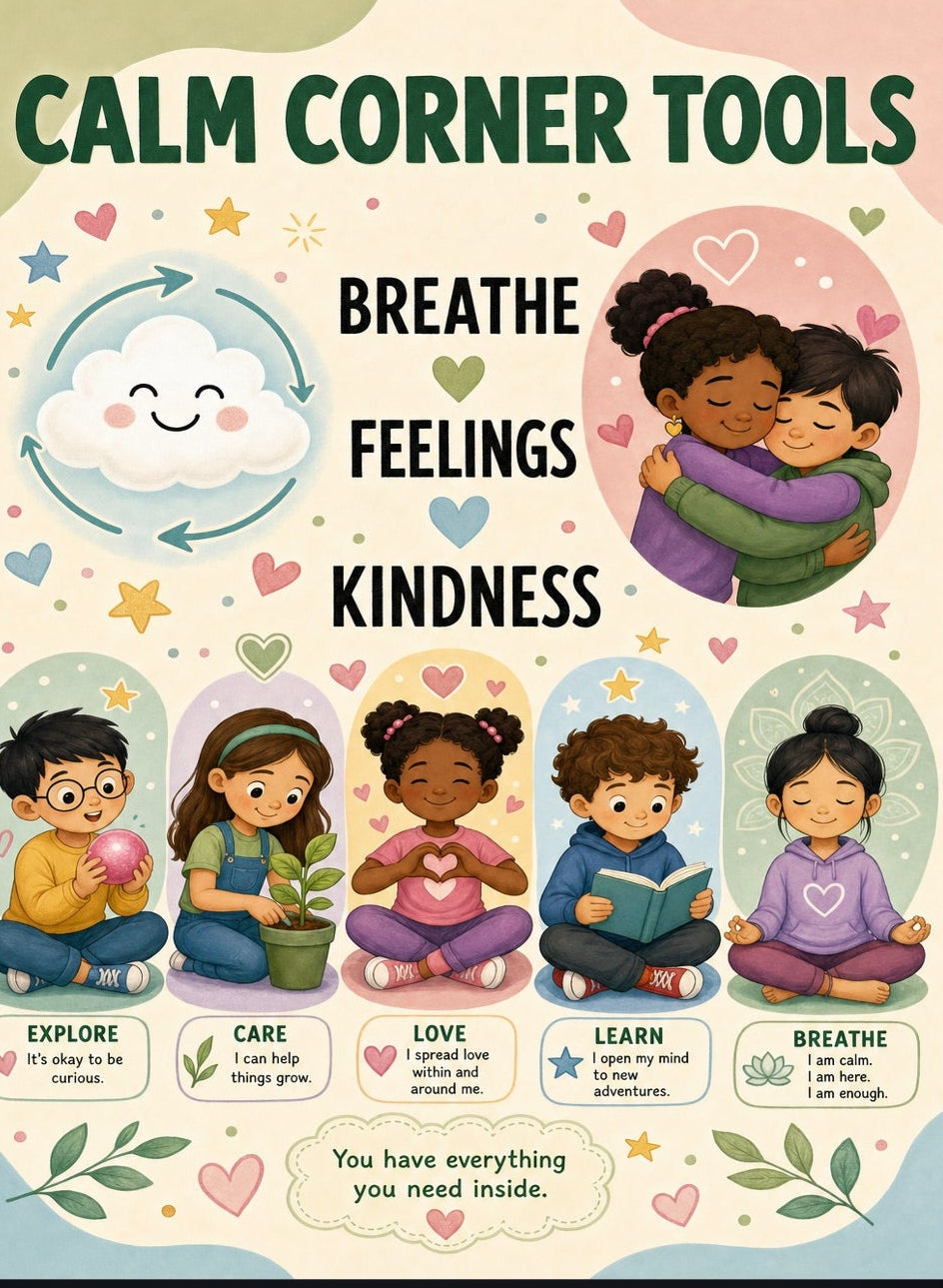 Calm Corner SEL Poster Bundle for Kids | 10 Printable Social Emotional Learning Posters | Feelings Chart, Mindfulness & Emotional Regulation | Classroom & Homeschool PDF