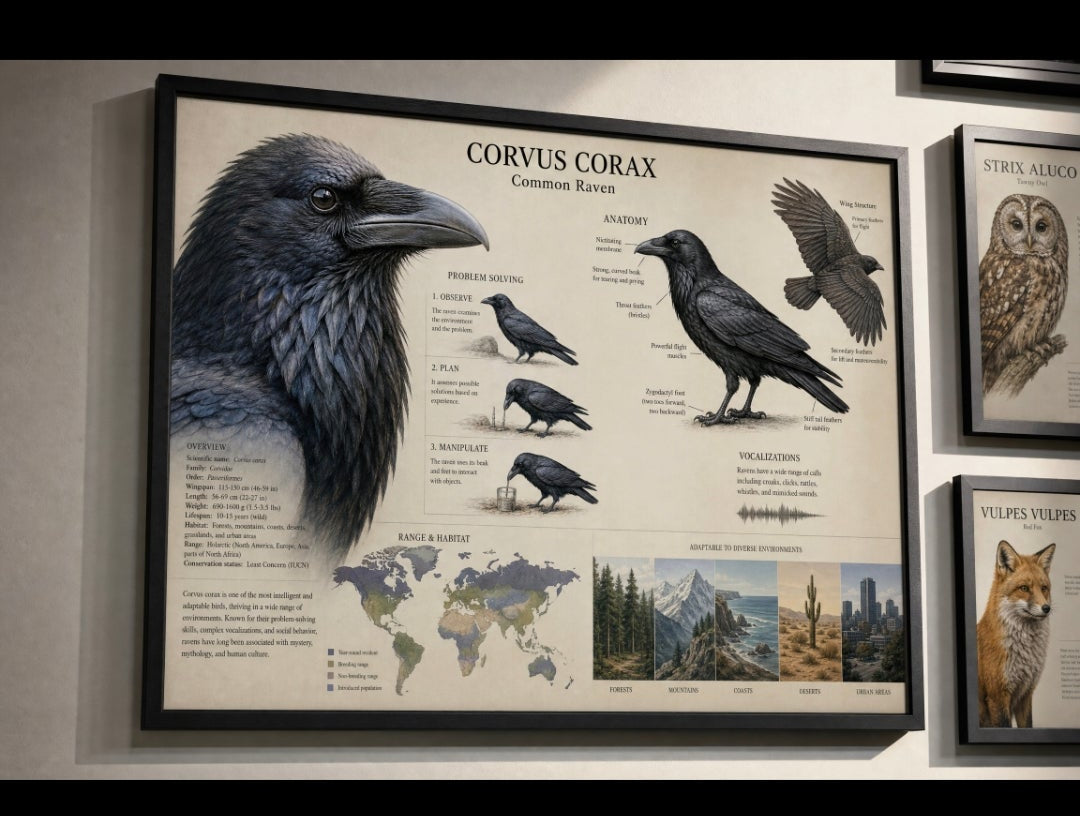 The Common Raven Infographic Poster | Corvus Corax | Science Classroom Decor | Bird Anatomy & Behavior | Wildlife Education Print | Digital Download