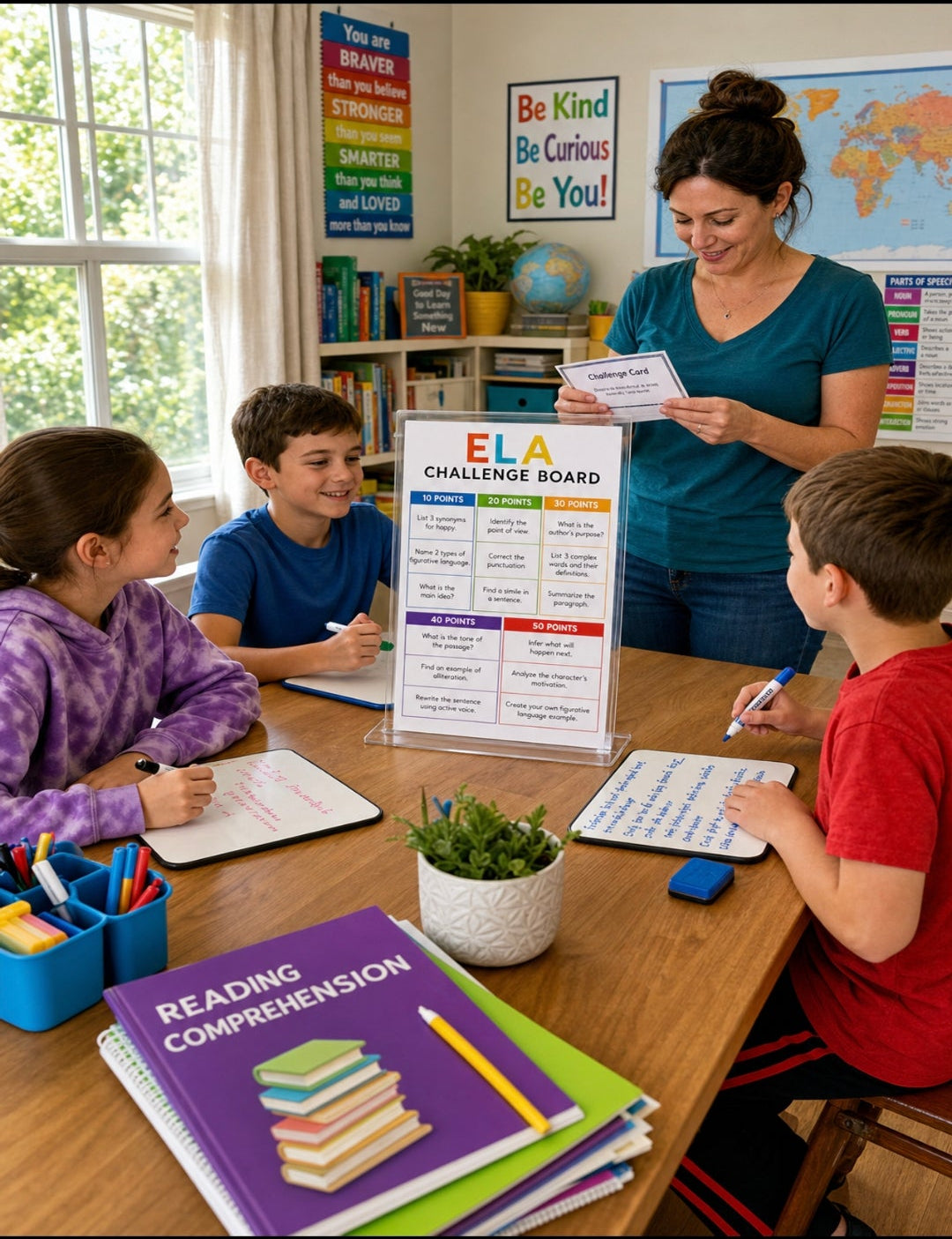 ELA Challenge Board – Printable Classroom Review Game PNG