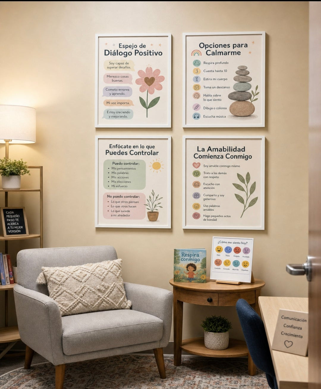Rincón de Calma — 15 Carteles SEL en Español | Aprendizaje Socioemocional | Decoración de Clase Bilingüe | Recursos para Consejeros Escolares | Mentalidad de Crecimiento