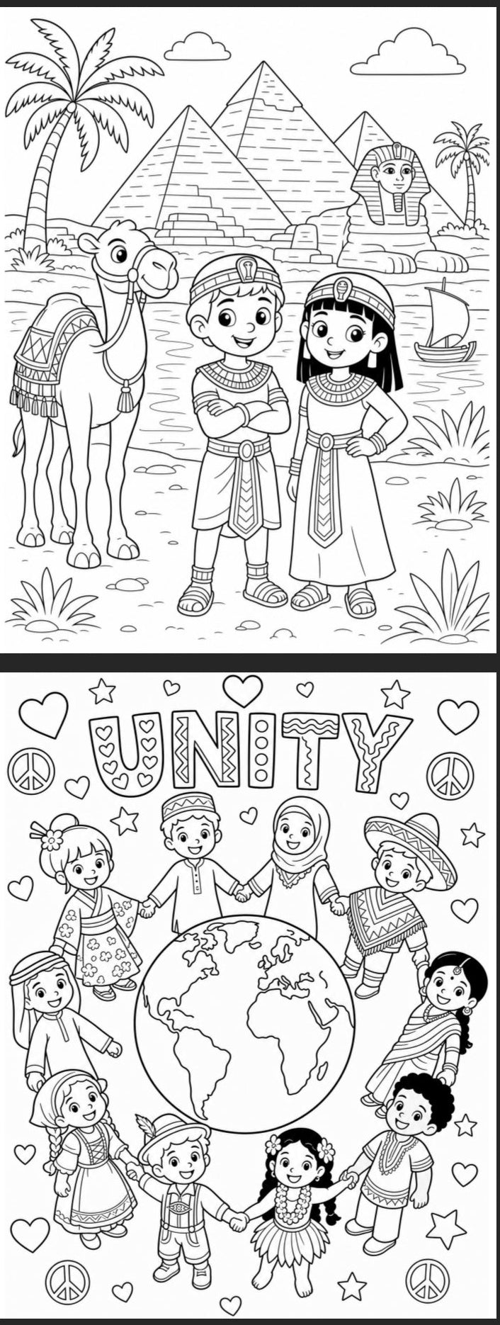 Multicultural Kids Around the World Coloring Book | 16 Printable Pages | Diverse Cultures & Landmarks | Educational Geography Activity | Instant Download