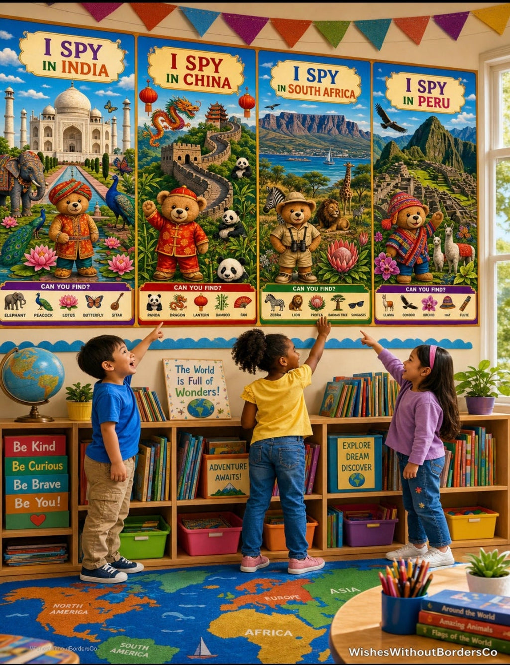 I Spy With Benny the Bear: World Explorer Edition | 8-Country Landscape Activity Posters | Printable Digital Download
