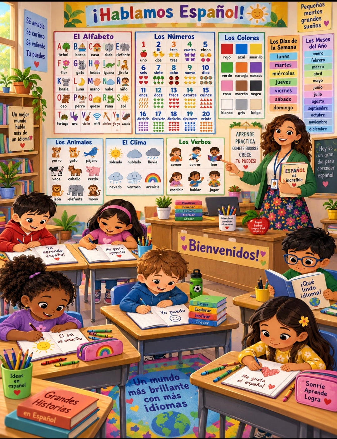 Spanish Classroom Decor Bundle - 15 Printable Posters for Bilingual and Dual Language Classrooms - Instant Download