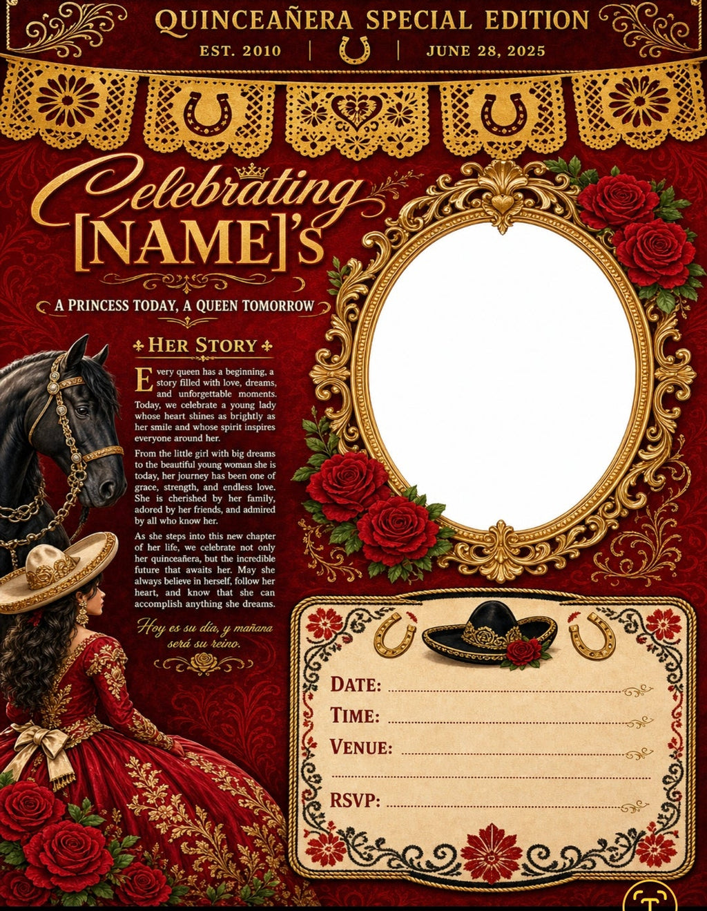 Custom Quinceañera Newspaper Poster — Personalized Just For Her 📰✨
