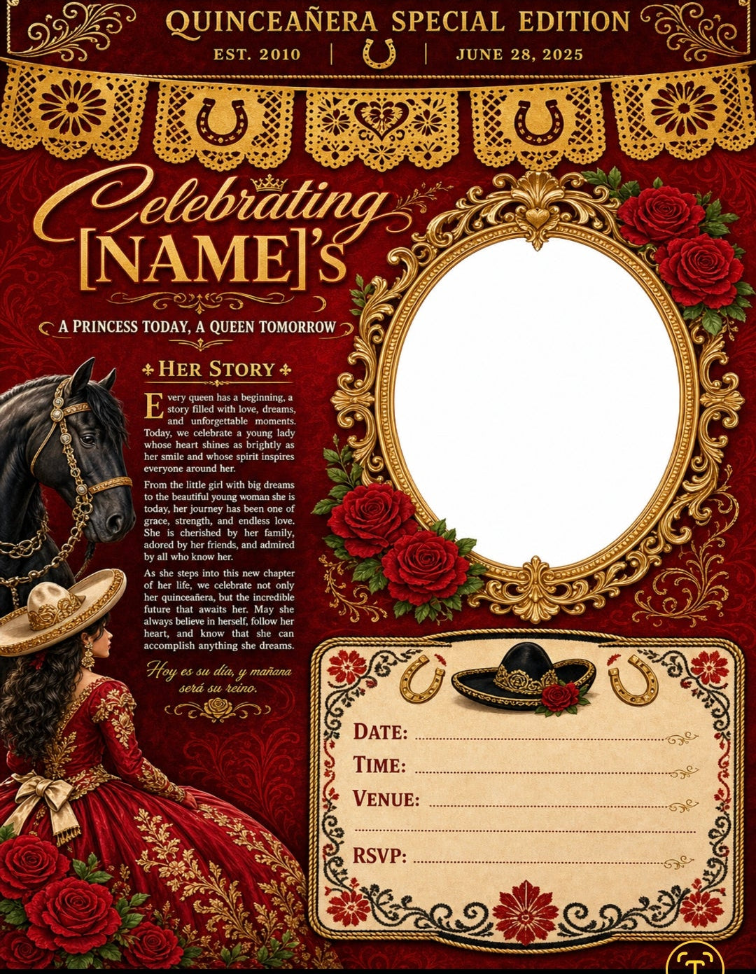 Custom Quinceañera Newspaper Poster — Personalized Just For Her 📰✨