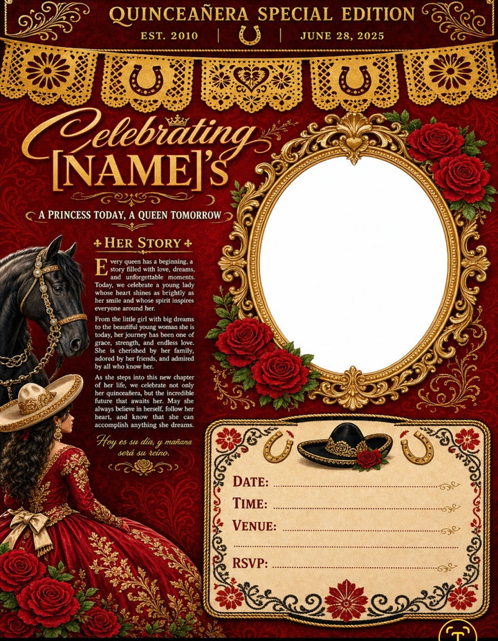 Custom Quinceañera Newspaper Poster — Personalized Just For Her 📰✨