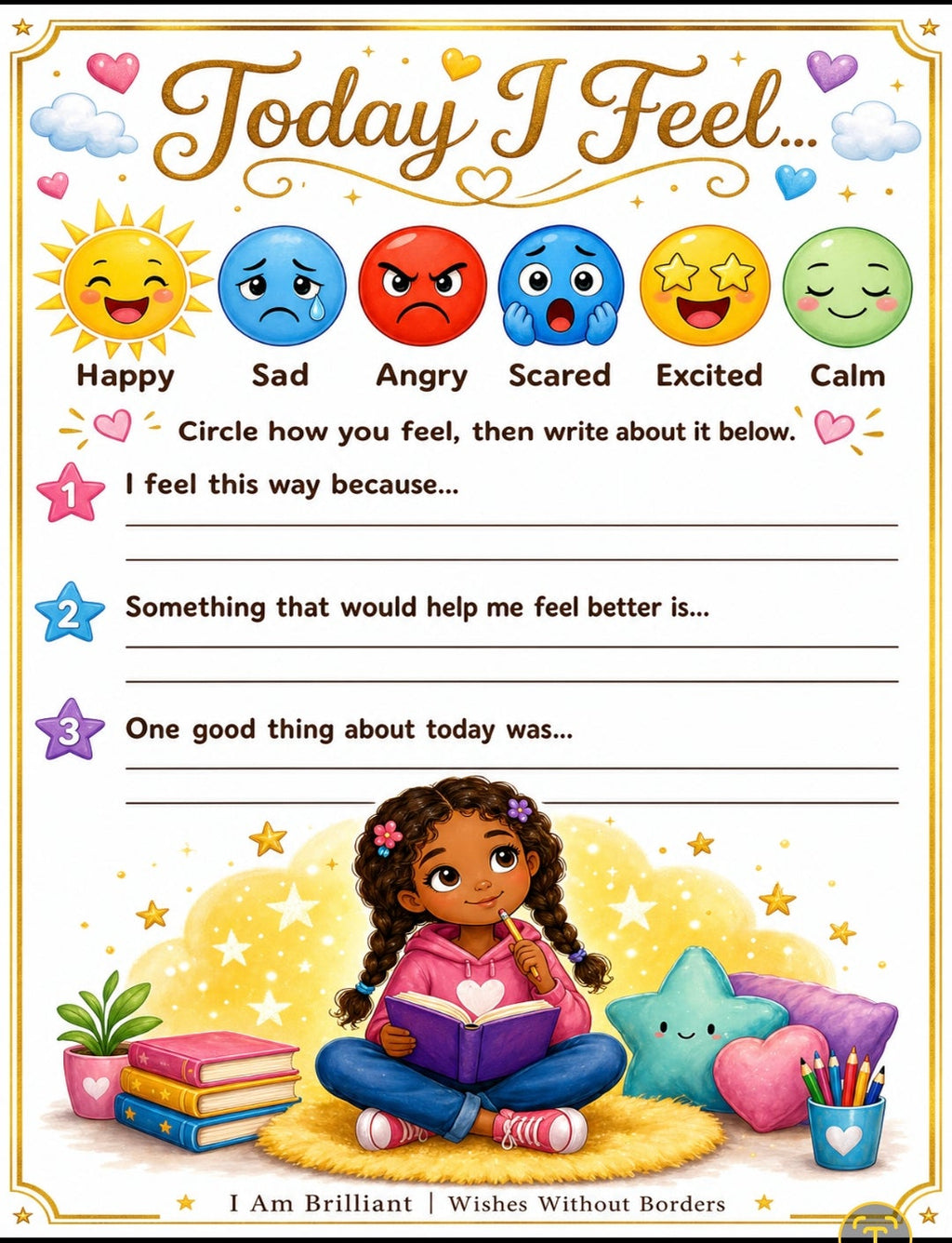 I Am Brilliant — Multicultural Affirmation & Activity Kit for Kids | Self-Esteem Building | Coloring, Writing Prompts & Positive Affirmation Cards | Printable PDF