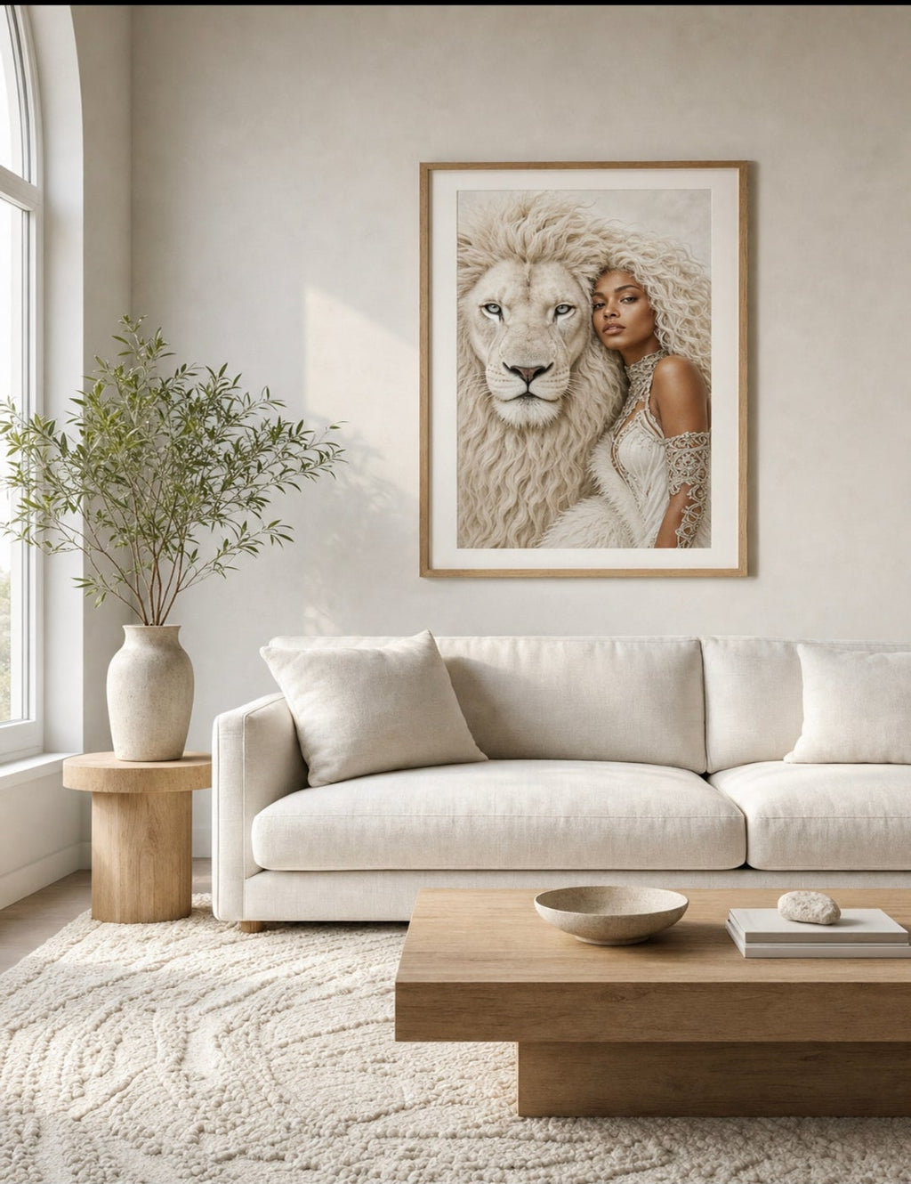 White Lion Guardian – Regal Fantasy Wall Art (Digital Download)