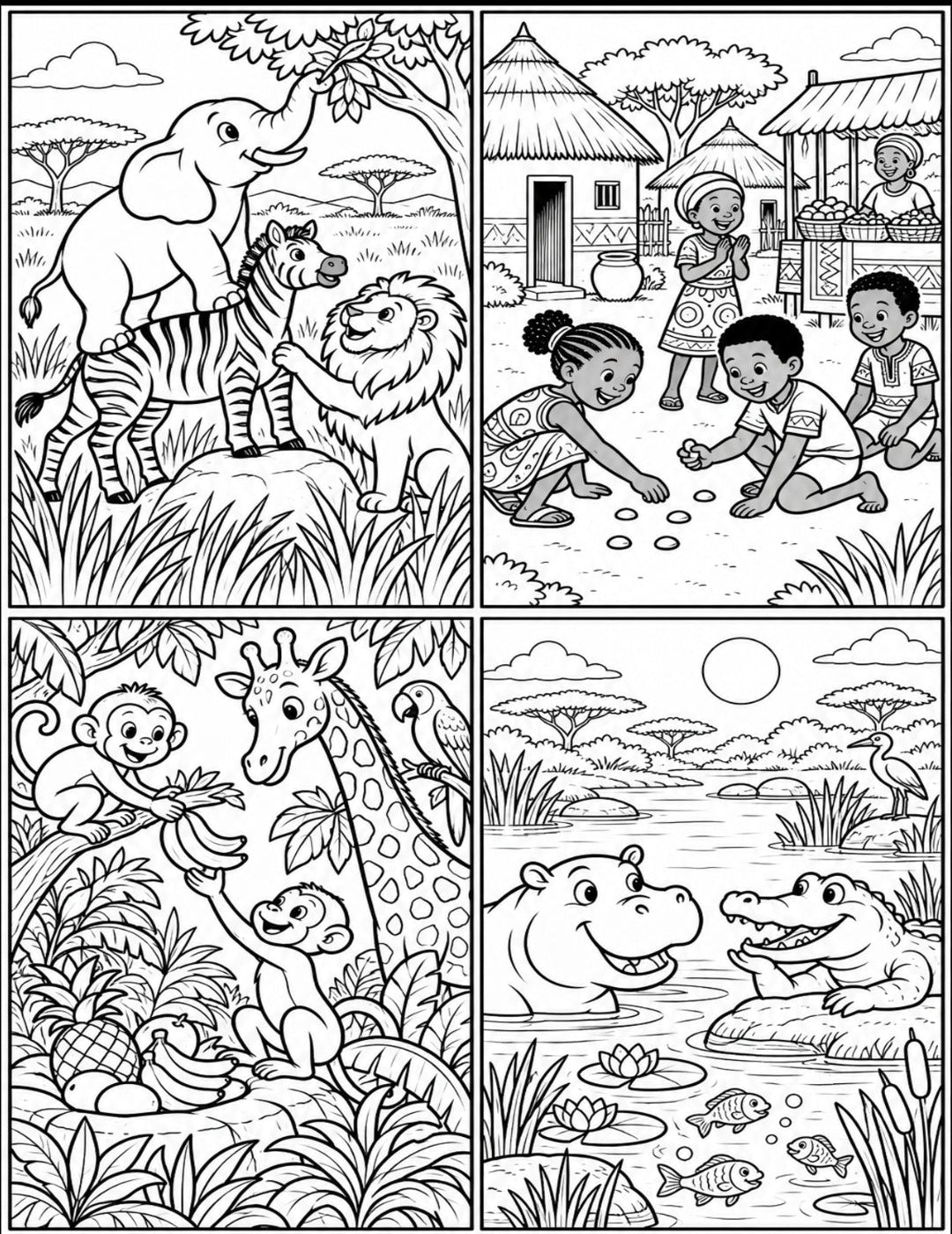 Make Your Own Mini Coloring Book — Africa | 20 Pages | Cut, Color & Assemble | SEL | Scissor Skills