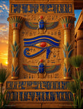 2-Piece Ancient Egyptian Wall Art Set | Eye of Horus & Scarab Beetle Digital Download | Kemetic Decor | Hieroglyphic Temple Printable Art