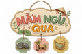 Vietnamese Nursery Wall Art | Mầm Ngủ Quá | Baby Room Decor | Sleepy Water Buffalo & Countryside Charm | Boho Felt Style | New Baby Gift
