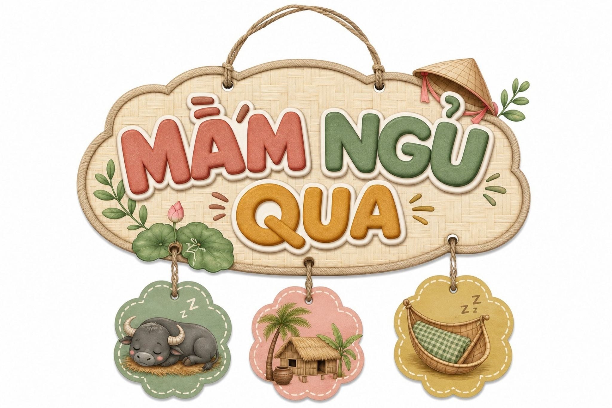 Vietnamese Wall Art Set of 3 | Mầm Ngủ Quá Collection | Nursery + Rustic Home + Tết Decor | Cultural Heritage Gallery | Baby Shower & Housewarming Gift