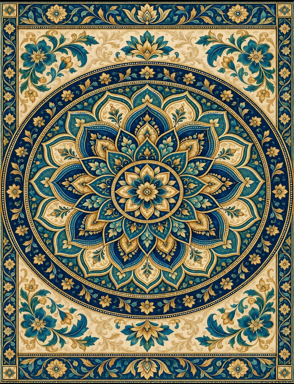 Navy & Gold Mandala Wall Art Set of 3 — Printable Digital Download, Boho Luxury Decor for Living Room, Bedroom & Meditation Space