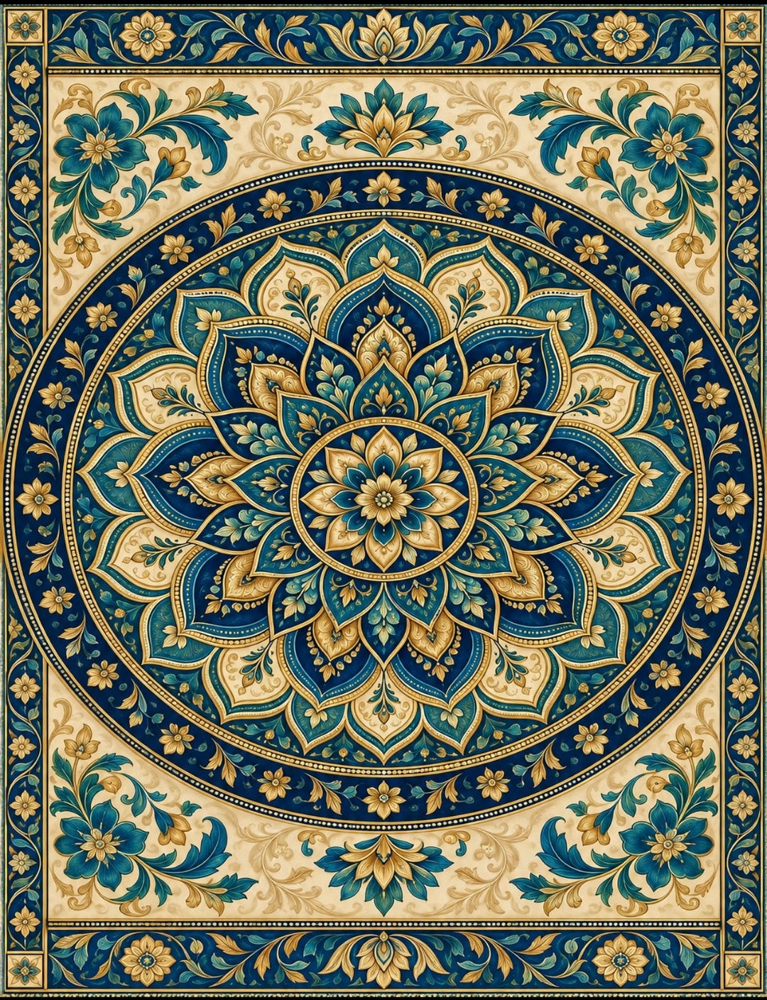 Navy & Gold Mandala Wall Art Set of 3 — Printable Digital Download, Boho Luxury Decor for Living Room, Bedroom & Meditation Space