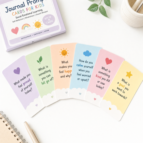SEL Journal Cards — Print & Cut Sheet (6 Cards) — Pastel Edition — Social Emotional Learning