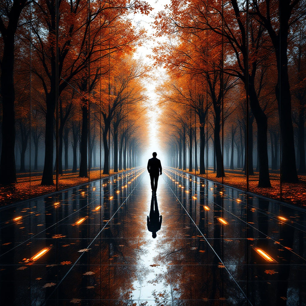 Solitary Path Through Mirrored Forest