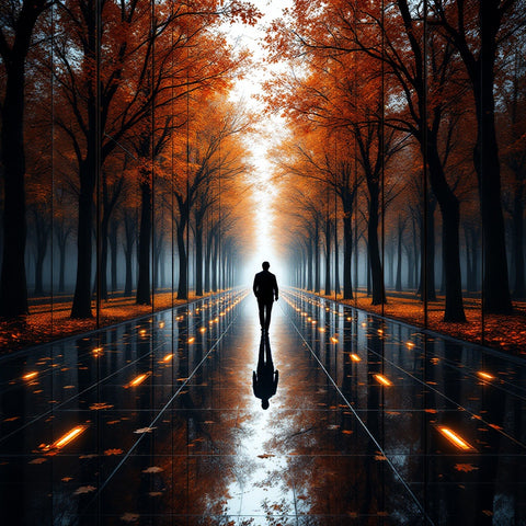 Solitary Path Through Mirrored Forest