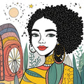 Boho Warm Tones Abstract Portrait