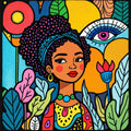 Boho Colorful Tropical Portrait Print