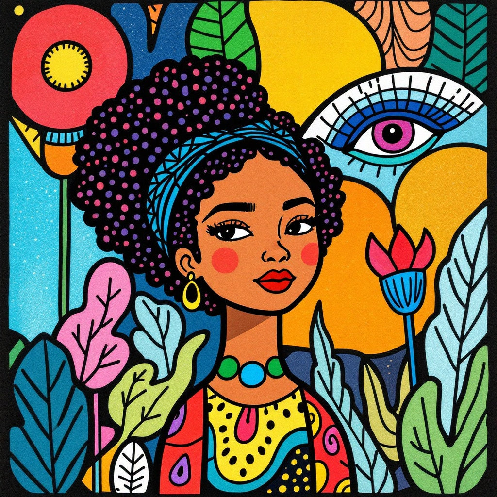Boho Colorful Tropical Portrait Print