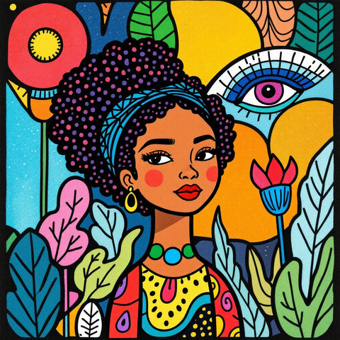 Boho Colorful Tropical Portrait Print