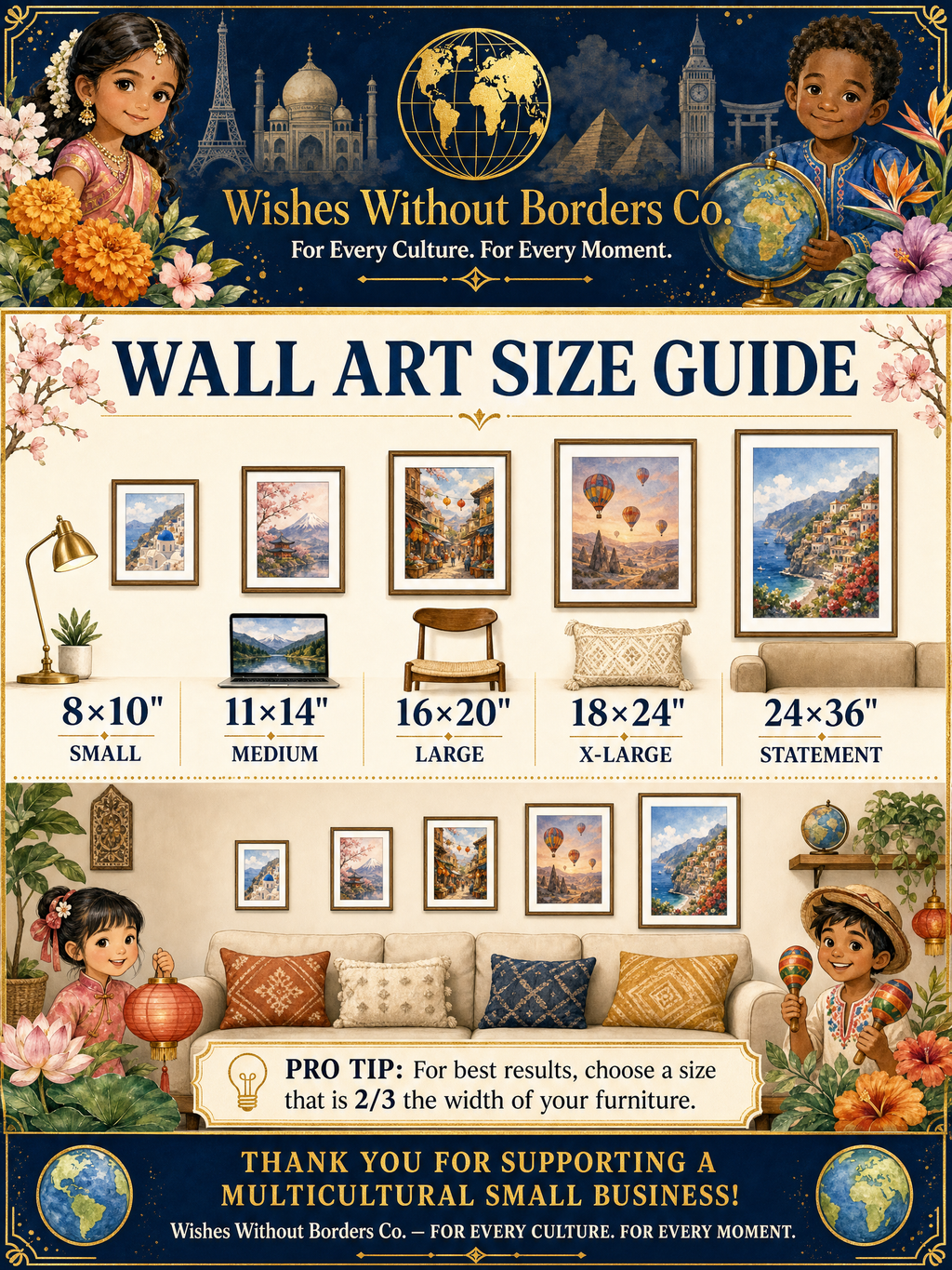 Wall Art Size Guide - Print Sizes 8x10 to 24x36