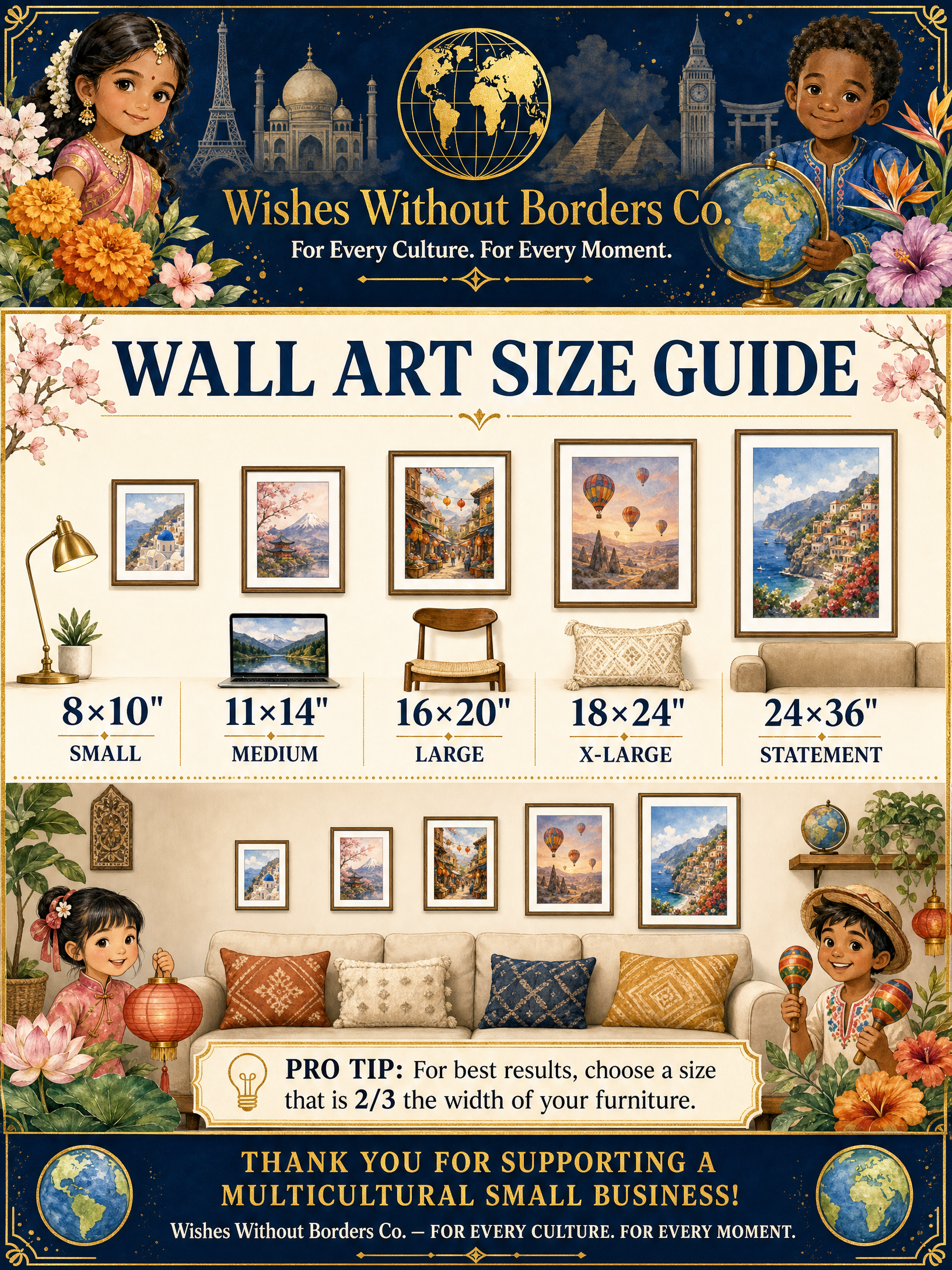 Wall Art Size Guide - Print Sizes 8x10 to 24x36